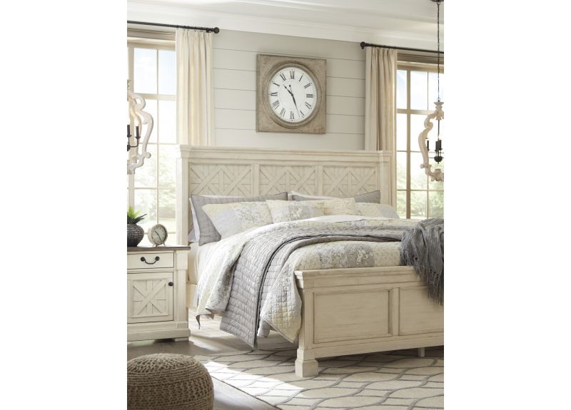Watsonia Wooden Farmhouse King Bed with 2 Bed Side Table